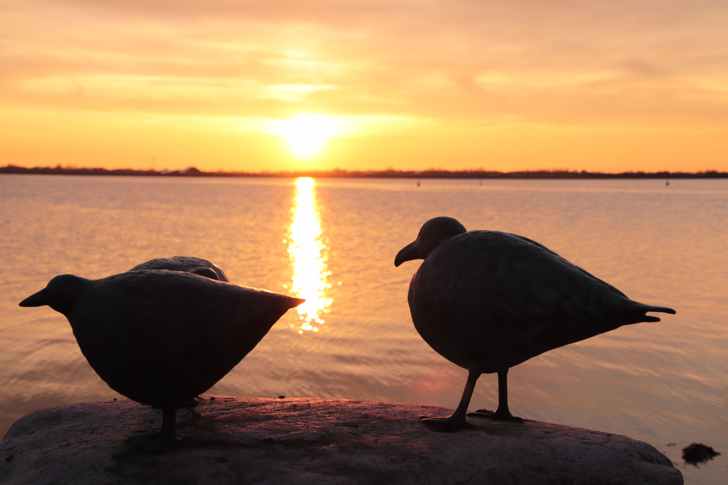 Skulpturen im Sonnenuntergang auf Fehmarn 