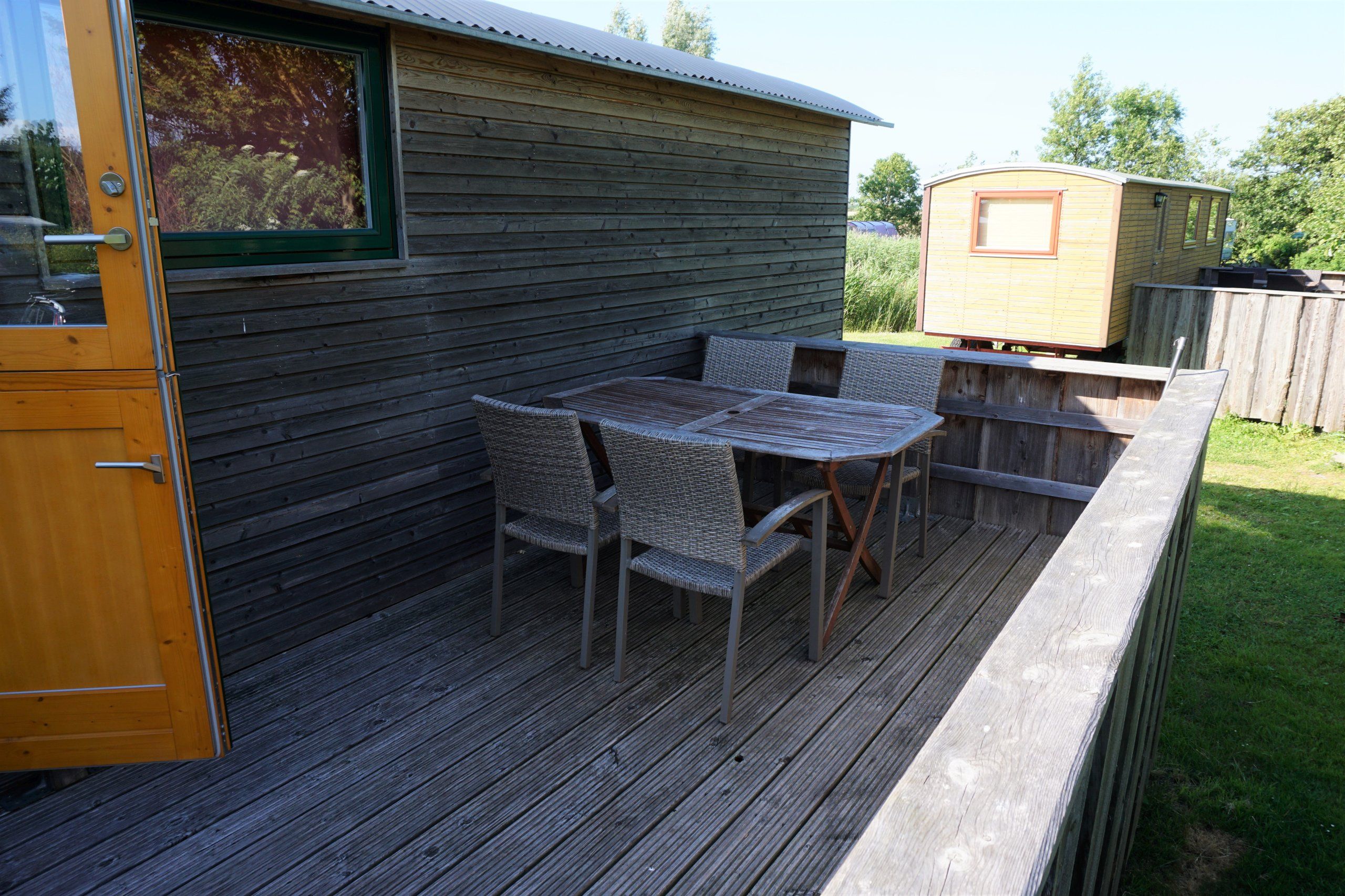 Campingurlaub im Bauwagen auf dem Campingplatz Flüggerteich auf Fehmarn